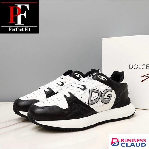 D&G Unisex Trendy Casual Sneakers – Black & White Stylish DG Sports Shoes