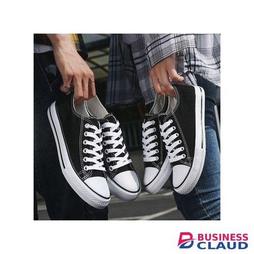 Couple Canvas Low Top Lace-up Shoes Classic Casual Sneakers - Black