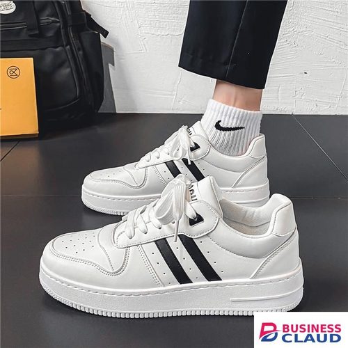 Men's Casual White Sneakers Trendy Classic Low Cut Board Shoes in 1