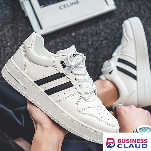Men's Casual White Sneakers Trendy Classic Low Cut Board Shoes in 1