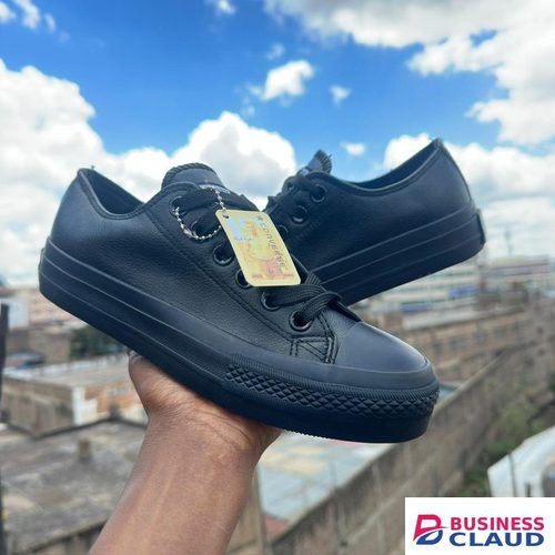 Canvas leather version black authentic rubber shoes