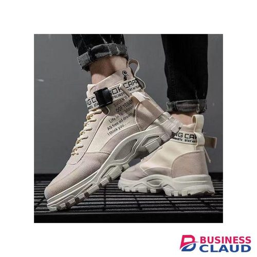 ALagzi 2024 Mens Casual High-Top Shoes Running Sneakers - Beige