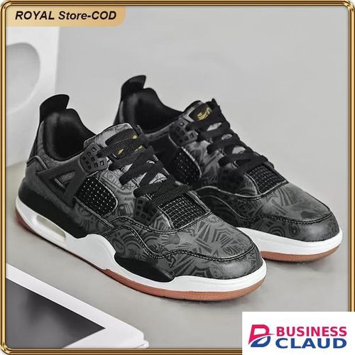 High Quality ASHION KQ High-Quality Leather Sports Shoes Lightweight PU Sole & Mesh Sneakers - Black in 1-quality-watch-leather-wallet-leather-belt-key-holder-perfume-and-pen-brown