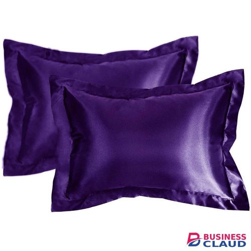 Pack Of 2 Purple Satin Pillowcases/Covers With Border