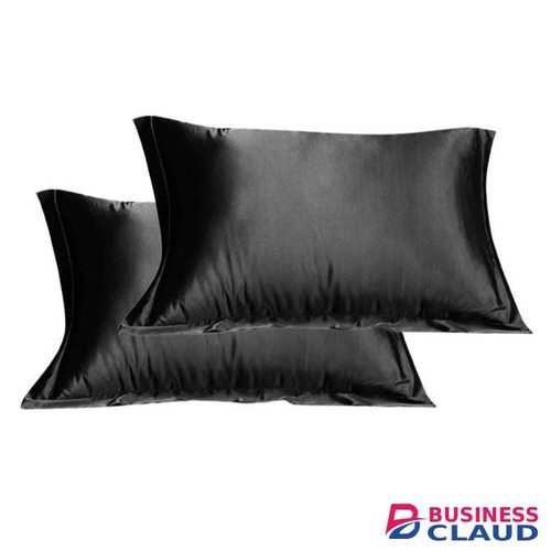 Pack Of 2 Black Satin Pillowcases/Covers With Border