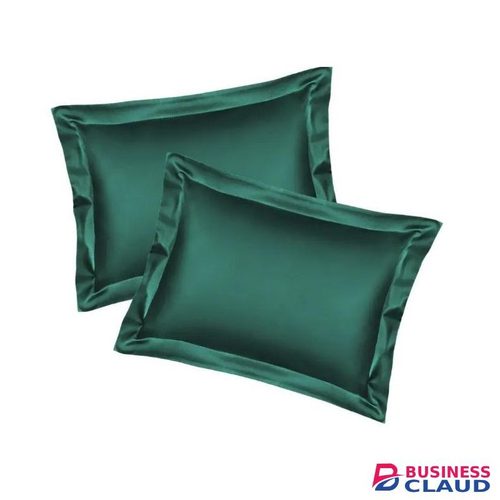Pack Of 2 Green Satin Pillowcases/Covers With Border