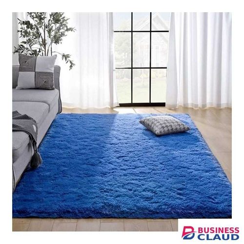 Pure Blue Fluffy Carpet 5*8