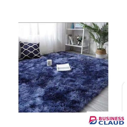 Blue patched soft fluffy carpet 5*8