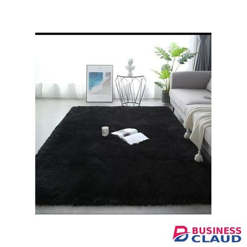 7 By 10 Black Soft Fluffy Carpets Non-slip Rugs Floor Mat