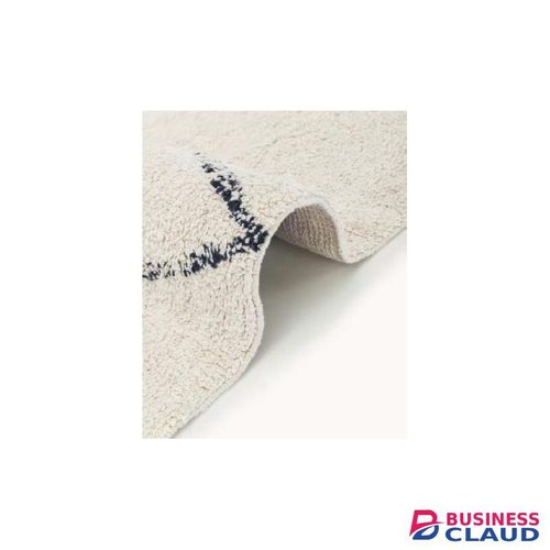 West Asisa hand-tufted cotton rug with zigzag pattern and fringes