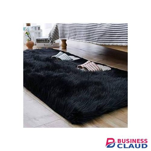 JIBAO Bedside Shaggy Carpet- Black