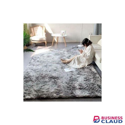 Classy Soft Grey Patched Fluffy Carpet Size:160*200cm