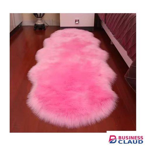 1pc Luxurious Pink Faux Fur Sheepskin Rug - Pink