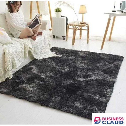 5*8 Soft Fluffy Rug with Black patches - Non slip Carpet Floor Mat