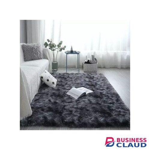 Soft Grey Patched Fluffy Carpets 5*8