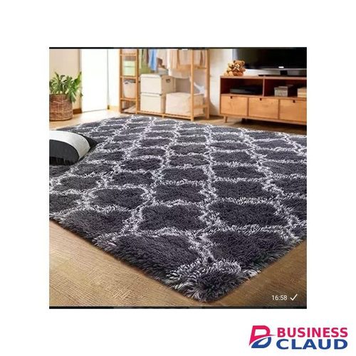 5 By 8 Patterned Fluffy Carpet- Soft Warm Area Rugs - BLACK