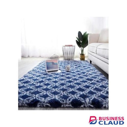 5 By 8 Patterned Fluffy Carpet- Soft Warm Area Rugs - BLUE
