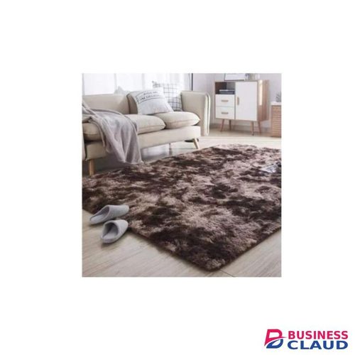 Fluffy Brown Chocolate Patched Carpet 5x8