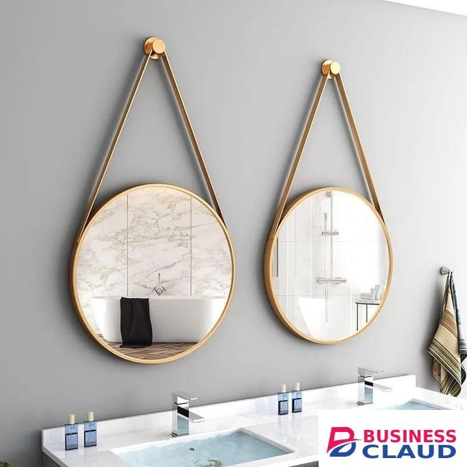 Luxury round shape iron art belt wall mirror
