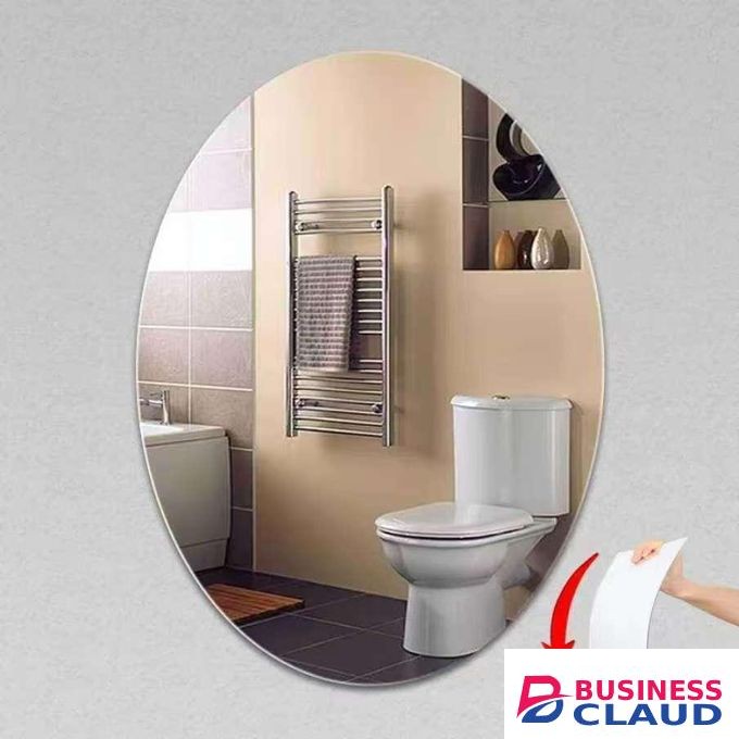 Unbreakable Oval Wall Mirror – 30x40cm Peel and Stick Acrylic Mirror – Frameless Self-Adhesive Reflective Surface for Bathroom, Bedroom, & Wardrobe