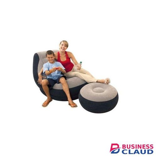 Stylish Inflatable Lounger Sofa With Footrest + Manual Pump