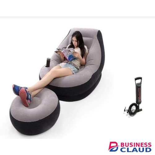 Big Size Inflatable Seat with Foot Rest & Pump.Comfortable Lounge Chair for Home, Office & Outdoor