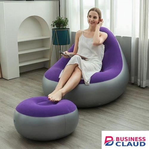 Inflatable Deluxe Lounge Seat with Foot Rest & Free Pump (2pcs Set) – Portable, Comfortable & Stylish for Indoor and Outdoor Use