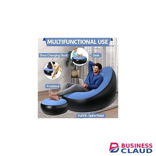 Inflatable Seat with Foot Rest and Manual Pump Comfortable Portable Air Chair for Indoor and Outdoor Use, Lightweight Travel-Friendly Seating Solution