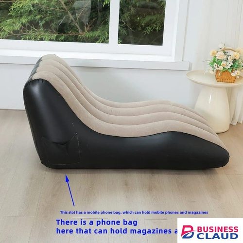 Ergonomic Inflatable Lounge Chair – Comfortable Portable Air Sofa Seat with Soft Flocked Surface, Waterproof Base & Side Pocket for Home, Outdoor, Camping & Dorm Use
