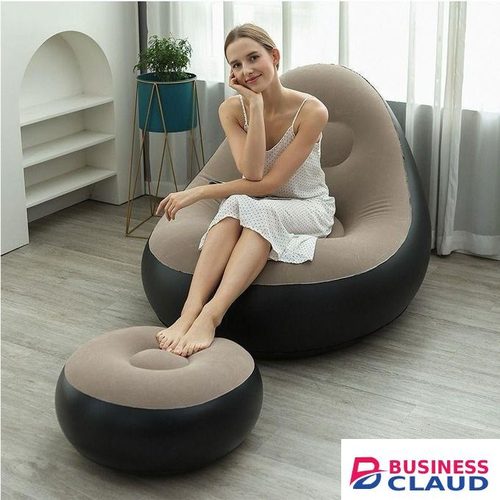 Inflatable Lazy Sofa with foot step with free pump Optional Spherical Outdoor Inflatable Sofa PVC Plush Football Sofa Lazy Lounge Chair