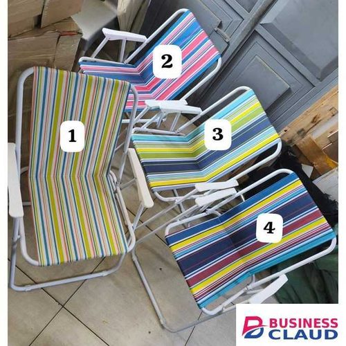 Portable Folding Camping & Picnic Chair - Heavy Duty Outdoor Beach Chair with Cabana Stripes & Armrests