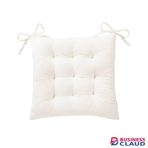 Corduroy Chair Cushion with Ties Ultra Soft Warm Floor Cushion for Kids Reading Nook Comfortable Square Seat Cushion for Adult 15.7”x15.7”, White
