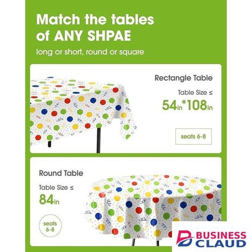 Plastic Table Cloth Disposable 10 Pack, 54 x 108 Inch Table Cloths,Leakproof & Sturdy, Balloon