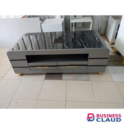 Modern Gray MDF Marble Effect Coffee Table – Elegant Marble Pattern Center Table For Kitchen & Dining Room Furniture