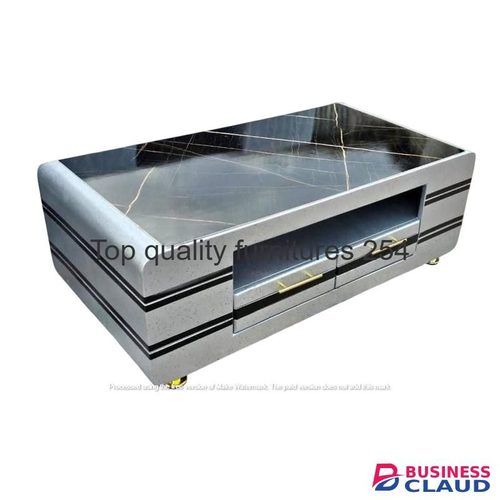 Silver, double line Modern Grey Coffee Table – Sleek Rectangular Design for Stylish Living Spaces