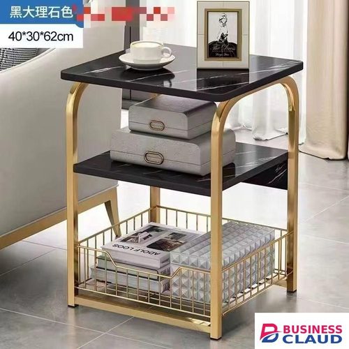 Luxury 3tier Nordic marble effect side table with golden frame