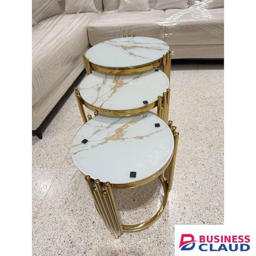 3 in 1 executive pure marble table gold