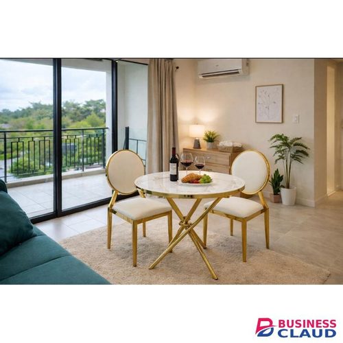 Modern Gold and Marble Dining Set