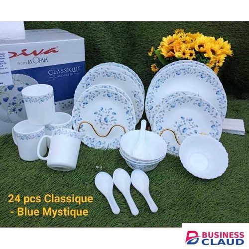Ceramic 24 pcs Classique Glass Dinner Sets Blue Mystique