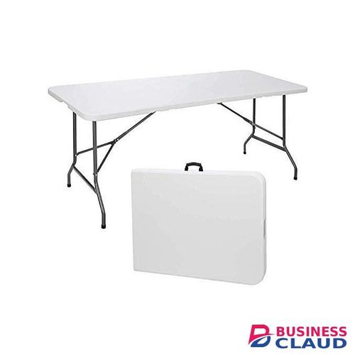 Heavy Duty Plastic Folding Table White Sturdy Collapsible Table for Game Parties, BBQ, Kitchen, Garden, Wedding & Outdoor Events Indoor/Outdoor Use