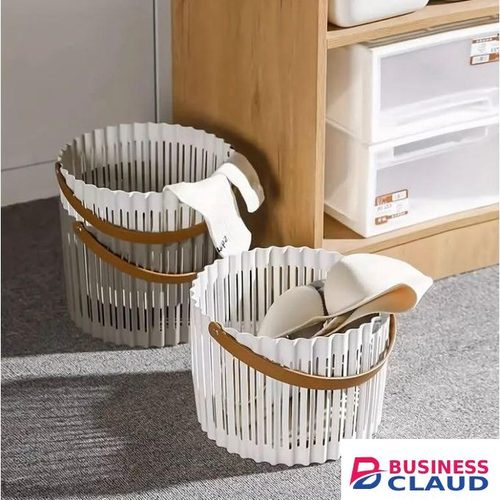 Portable Foldable Plastic Storage Basket With Handle - Shopping Picnic Basket Organizer