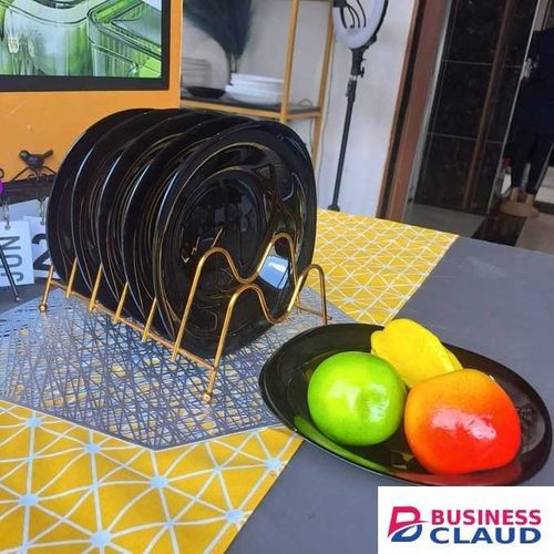 Ceramic 11" black square dinner plate 6pcs