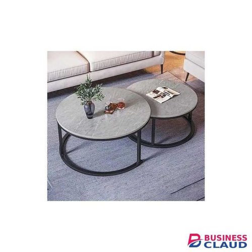Pure Marble Round Nesting Coffee Table Set – 2-in-1 Nordic Modern Center Table for Living Room