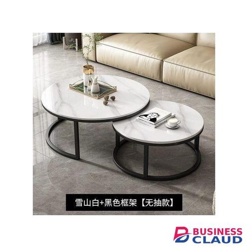 Marble Nesting Table 2-in-1 Coffee Table – Nordic Luxury Design, White Top with Black Legs