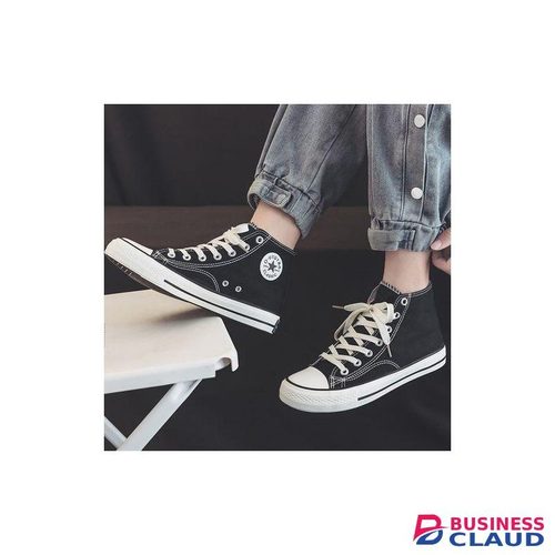 Ladies Canvas Skateboard Hig Top Shoes Flat Black Shoes Casual Sneake