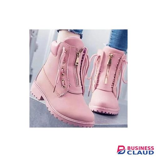 Pink Zip-Up Ankle Boots – Stylish & Comfortable