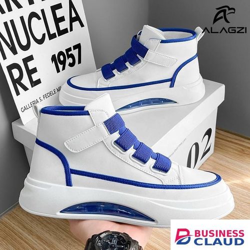 ALagzi Men's High Top Trendy Shoes - Blue And White
