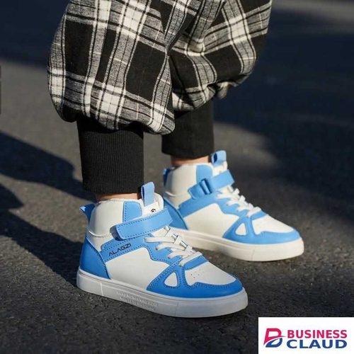 ALagzi 2025 Children's Fashion Velcro Design Non-Slip High-Top Casual Sneakers - Blue