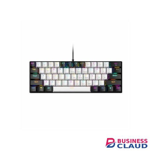 JERTECH Backlit Type C Wired Gaming Keyboard Black And White Game Keyboard 60 Percent Mechanical Red Switch Gaming Keyboard For Gamers