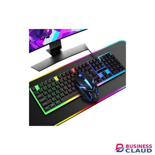 Wired Gaming Keyboard USB Cable Backlit, LED Keyboard And Mouse Combo Mechanical Feel Gaming Keyboard For PC Desktop LED Rainbow Light Wired Gaming Keyboard Set